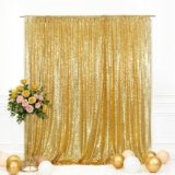 Eternal Beauty Gold Sequin Backdrop, 5×7 Ft Glitter Background Curtains for Shimmer Photography Party Wedding Birthday Back Drop Decor