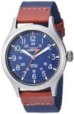 Timex Men’s Expedition Scout 40mm Watch – Gray Case Blue Dial with Blue & Brown Fabric & Leather Strap
