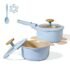 CAROTE 2.0Qt & 3.0Qt Titanium Nonstick Reinforced Sauce Pan Sets with Lid, Non-Stick Saucepans Cookware Set with Pour Spout with Detachable Handle, PFOS, PFOA Free, Induction Comptable, Blue