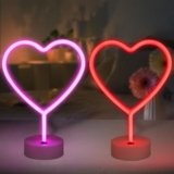 BRIGHTDECK Valentines Day Decorations, 2 Pack Heart Neon Signs, LED Pink Lights Battery Operated or USB Powered, Neon Lights Heart Decor for Valentine’s Day Gifts, Wedding, Party, Pink Room Decor
