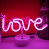 JYWJ Neon Signs with Holder Base,USB or 3-AA Battery Powered Neon Light,LED Table Decoration,Bedroom Wall Decoration,Birthday Gift,Wedding Supplies Business Gift(Love)