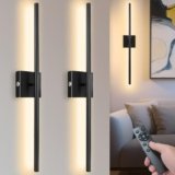 BRINGUX Battery Operated Wall Sconce with Remote, 27.5″ LED Wall Lights – 3000K-6000K Adjustable Color & Brightness, Touch Control, Timer, Wall Decor for Bedroom,Living Room, Hallway (2 Pack)