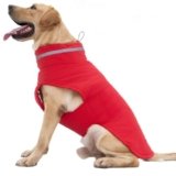 Mklhgty Waterproof Dog Coat for Medium Dogs, Warm Dog Winter Jacket, Reflective Windproof Turtleneck Dog Cold Weather Coats with Adjustable Hook & Loop – Red – M