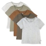 HonestBaby Multipack Short Sleeve T-Shirt Tee 100% Organic Cotton Infant Baby, Toddler, Little Kids Boys, Girls, Unisex, Earth Tones, 18 Months