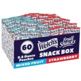 Welch’s Fruit Snacks, Mixed Fruit & Strawberry Snack Box, Stocking Stuffers,Gluten Free, 0.8oz Snack Packs (Pack of 60)