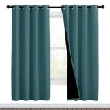NICETOWN Full Shade Curtain Panels, Pair of Energy Smart & Noise Blocking Out Blackout Drapes for Apartment Window, Thermal Insulated Guest Room Lined Window Dressing(Sea Teal, 46 x 72 inch)