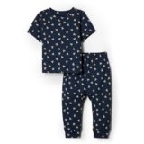 Amazon Essentials x Sofia Grainge Unisex Babies’ Pant & Top Set, Navy Little Bunnies, 3-6 Months