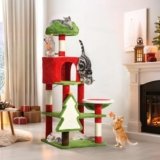 YITAHOME Christmas Cat Tree Tower for Indoor Cats, 54in Multi-Level Cat Climbing Tower with Cat Condos, Top Perches, Hammock, Sisal Scratching Posts and Board, Kittens Play Activity Center