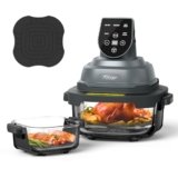 Tixixc 5-in-1 Portable Glass Air Fryer, 4QT & 6-Cup Glass Containers with Lids, Silicone Mat, 1500W Small Air Fryer, 90% Less Oil, Dishwasher/Freezer Safe for Single Servings, Family Meals