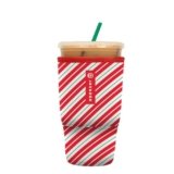 Sok It JavaSok Iced Coffee & Cold Soda Insulated Neoprene Cup Sleeve (Candy Cane Stripes, Large: 30-32oz)