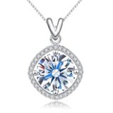 ochisdf 5 Carat Moissanite Pendant Necklace 18K White Gold Silver Plated Necklace with Moissanite D Color Ideal Cut Diamond Necklace