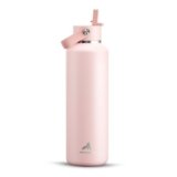 POWCAN 24 oz Water Bottle Insulated: Leakproof, Keep Cold 24H, Car Cupholder Friendly, Top Handle, Lightweight, Metal Water Bottle with Straw for Outdoors, Trip, Fitness, Gift, Running (Cotton Candy)