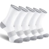 Gonii Women Socks Hiking Running Thick Cushion Athletic Crew Socks 5-Pair (White)
