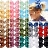 JOYOYO 40Pcs 4.5″ Hair Bows Alligator Clips, Grosgrain Ribbon Girls Bows Clips Barrettes Hair Accessories for Baby Girls Toddlers Kids Teens (4.5inch,20 Colors in Pairs)