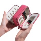 BS-MALL Travel Jewelry Box – Sleek Modern Organizer For Rings And Necklaces | Compact Jewelry Storage With Secure Compartments | Perfect Jewelry Organizers And Storage For Fashion (Glisten Hot Pink)
