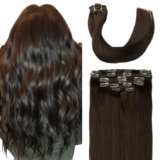 Sindra Extension Capelli Clip Umani Estensioni 40cm 100g 6PCS Marrone Scuro Lisci Veri Umani Estensioni Naturali Capelli Extension con Clip(clip#2-40cm)