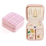 JFKJKQH Small Jewelry Box,Travel Jewelry Organizer Case with Stylish Braided Surface,Portable Storage Case for Rings Necklace and Stud Earring
