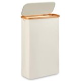 Merkisa Slim Laundry Hamper,Narrow laundry Hamper with Lid,60L Hamper for Laundry,Dirty Cloth Hamper with Bamboo Handle for Toys,Towels, Clothes Organizing,Beige