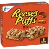 REESE’S Puffs Cereal Treat Bars, Peanut Butter and Cocoa, Snack Bars, 8 Ct, 6.8 oz