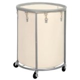 STO STO Rolling Laundry Hamper with Wheels – 185L (48 Gallon) Extra Large Industrial Clothes Laundry Basket with Removable Bag, Round Cart Sorter for Bedroom, Hotel, Beige & Gray