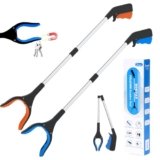 32″ Reacher Grabber Pickup Tool 2 Pack, Foldable Seniors Handicap Daily and Trash Picker Upper Grabbers Daily Living Tools (Blue and Orange)