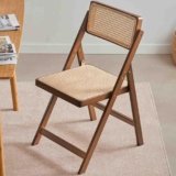 Misorat Sedia pieghevole rattan, sedia dello schienale, casa minimalista, casa in legno massiccio, sedia da soggiorno, schienale per il tempo libero, sedia da pranzo, sedia,A