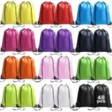 WSBArt Drawstring Backpack 48 Pcs String Bags, Drawstring Bag Waterproof Draw string Backpacks for Sports