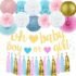 Amandir 185Pcs Gender Reveal Decorations, Double-Stuffed Pastel Pink and Blue Brown Nude Balloon Arch Kit White Cloud Hanging Moon Star Garland Boho Neutral Boy or Girl Bear Baby Shower Party Supplies