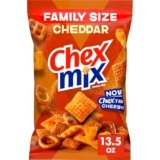 Chex Mix Cheddar Snack Mix, Savory Snack Bag, Family Size, 13.5 oz