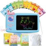 ZONSTVYS Talking Flash Cards for Toddlers: 2-in-1 LCD Writing Tablet Kids – Montessori Language Learning with 510 Words – Autism & Speech Therapy Toys for Children Gifts, Blue