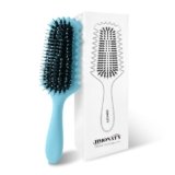 Curl Defining Brush, Boar Bristle Hair Brush Gifts for Women and Men – Shape, Volumize, and Detangle Curly Hair Styling with Reduced Pulling and Curl Separation Blue