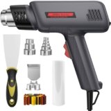 JOJOrec Heat Gun, 1800W Professional Hot Air Gun 400℃ & 600℃ Dual-Temperature Settings, Overload Protection, Double Heating Wire Fast Heating, 6 Accessories for Paint Stripping, Crafts (Black)