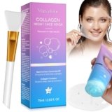 Collagen Night Wrapping Mask, Maschera Collagene Viso Coreana Notte, Maschera Notturna al Collagene Riduce il Rilassamento Cutaneo e l’opacità, Peel Off per Pelle Luminosa, Idrata e Nutre la Pelle