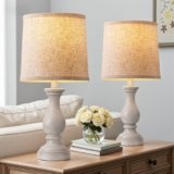 Seealle Farmhouse Table Lamps Set of 2 – Rustic Bedroom Lamps for Living Room, 22″ Boho Bedside Lamp for Night Stands End Table Office Desk Lamp Nightstand Clearance Decorating with Linen Shades