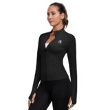 AURVAE Women’s Workout Jacket, Womens Cropped Lightweight Running Jackets, Zip Slim Fit Athletic Tops for Gym, Yoga, Jogging (X-Small, Black)