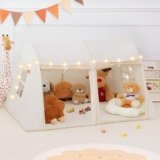 PIIKAGO Kids Play Tent with Star Lights, Dual-Door Hoop Design Toddler Tent Indoor for Ages 4-8, Portable Toddler Playhouse Gift for Girls & Boys