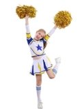LOLANTA Ragazze Costume da Cheerleader Vestiti di Carnevale Kids Cheer Outfit con Calzini Pom Pom, 8-9 Anni, 140