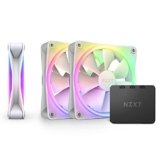 NZXT F120 RGB Duo Triple Pack – RF-D12TF-W1-3 ventole a due lati da 120 mm con controller – 20 LED indirizzabili individualmente – Flusso d’aria e pressione statica bilanciati – Bianco