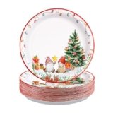 Greencian 50 Pcs Christmas Gnomes Paper Plates 10″ Large Xmas Tree Gnome Colorful Bulb Plates Disposable Merry Christmas Party Supplies for Xmas Winter Holiday Birthday Party Decorations
