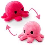 TeeTurtle – The Original Reversible Octopus Plushie – Light Pink + Dark Pink – Cute Sensory Fidget Stuffed Animals That Show Your Mood