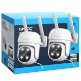 GNCC GK2 Kit 2 Telecamera Wi-Fi Esterno, 1080P Videocamera, 360° PTZ, Rilevamento Movimento, IP65, Tracciamento Movimento, Abbonamento Cloud Richiesto, Notifiche APP, Solo WiFi a 2,4 GHz, Plug-in