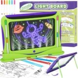 Magic LED Drawing Board for Kids Age 6-8, Light Up Tracing Pad Boy Girl Toys, Reusable Doodle Writing Tablet, 9 Double-Sided Cards, 6 Markers, Arts Crafts Learning Toy, Easter Christmas Birthday Gifts
