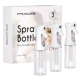 3 Pack Continuous Spray Bottles – Ultra Fine Mist Sprayer, Refillable Water Sprayer for Hairstyling, Plants, Pets, Cleaning, Skincare (6.8 OZ/200ML,White)