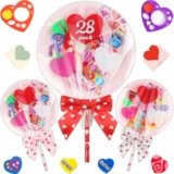 Deerher Valentines Day Gifts for Kids – 28 Pack Giant Colorful Stationery Set with Valentine’s Cards for School Classroom Class Party Favor – Valentine Gift Exchange for Boys Girls Toddler