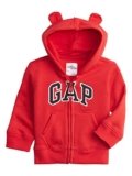 GAP baby boys Logo Zip Hoodie Sweatshirt, Red Wagon, 3T US