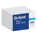 Oxford Index Cards, Index Cards, Blank on Both Sides, White, Cards (40177), 4×6,100 Count (Pack of 5)