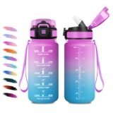 Borraccia 500ml, a Prova di Perdite, Bottiglia Bambina con Cannuccia, Bottiglia Acqua Sportiva con Indicatore del Tempo, Motivazionale Borraccia per Bambini, Campeggio, Scuola, Ufficio, Lavoro