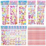 OHOME Valentines Day Gifts for Kids – 44 PCS Stationery Set for School Classroom Exchange – Valentines Day Party Favors for Toddler | Valentines Crafts Treats Games,Includes Pencils,Heart Stickers