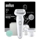 Braun Silk·épil 9 SkinSpa, Epilatore Wet & Dry Con Testina Flessibile, Pelle Liscia A Lungo, Con Spazzola Esfoliante, Accessorio Massaggiante Corpo, Testina Radente E Cappuccio Regolatore