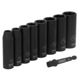 DEWALT Impact Socket Set, 3/8 Drive 9 Pcs Standard SAE Deep Socket Set, 6 point, 5/16 Inch to 3/4 Inch, Includes 1/4 inch Adapter (DWAFSFSET9)